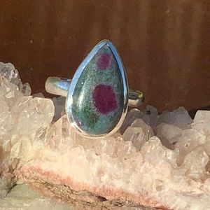 COPY - RUBY IN KYANITE 925 STERLING SILVER RING, SIZE 8.5
